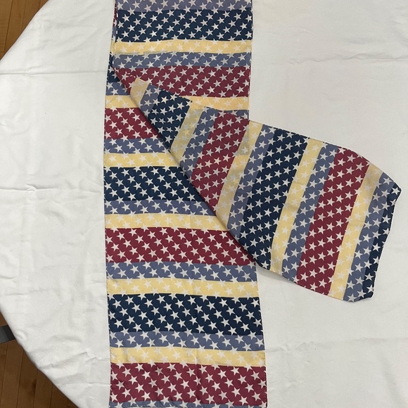 Silk Scarf with Stars and Bars Rectangle Pastel Tones 60 Inches 721 - Picture 2 of 4